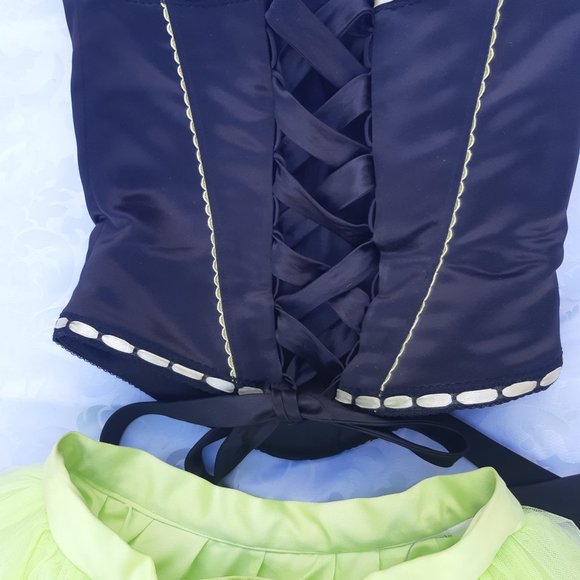 Alfred Angelo Green and Black Prom Gown w/ Lace-Up Corset Style Bodice - Picture 4 of 15